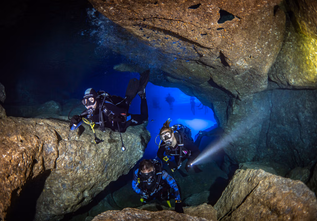 At the end of the Cathedral Cave on Gozo.